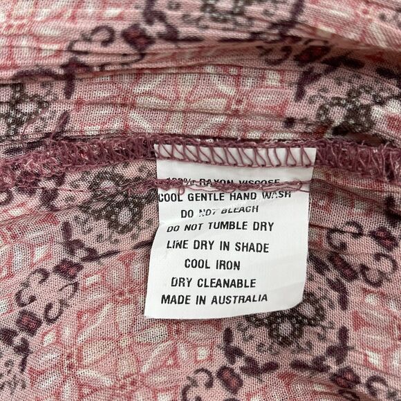 Kookai Mini Dress Size 2 Pink Brown Geometric Floral Long Sleeve Boho Hippie - Picture 11 of 12